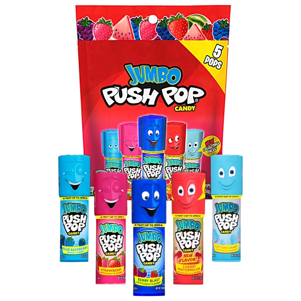Push Pop Jumbo Lollipop Candy, Variety Pack 5.3oz Bag, 5-1.06oz - Walmart.com