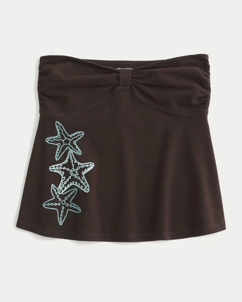 Strapless Starfish Graphic Babydoll Top