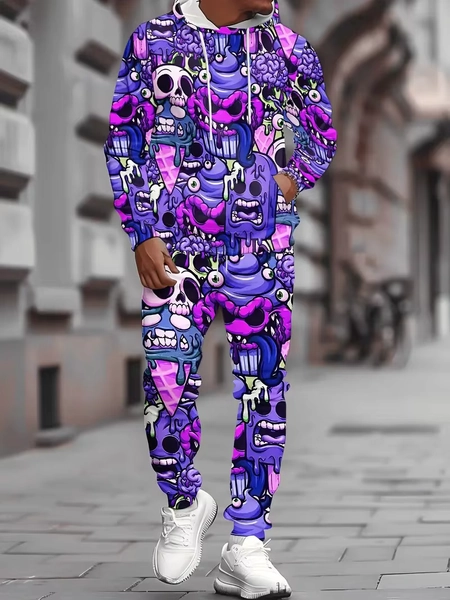 The new men's hoodie set for Spring and Autumn 2025 features a casual fashionable and comfortable 3D graffiti pattern print - AliExpress 200000343