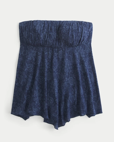 Strapless Handkerchief Hem Top