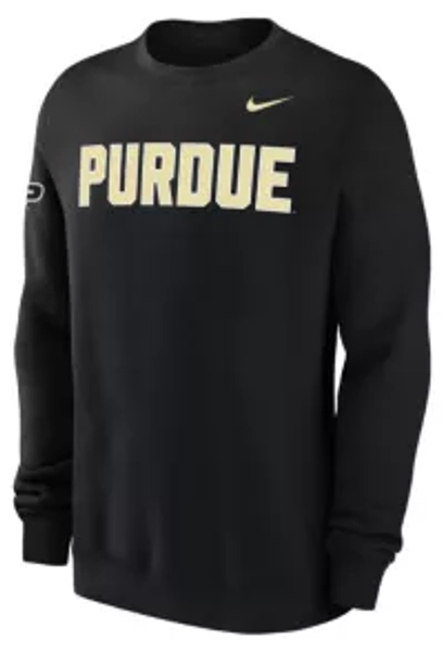 Nike Men's Purdue Boilermakers Black Club Fleece Crew Pullover Sweatshirt