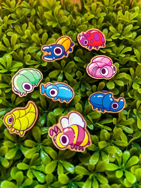 Cute Wooden Bug pins | 1 inch | Wooden