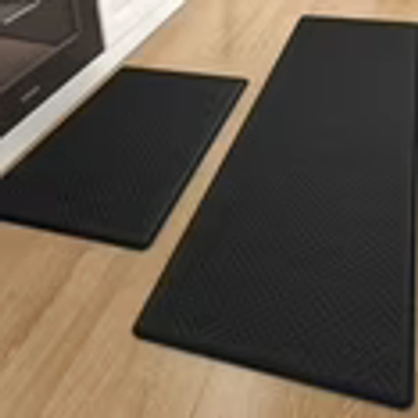 PABUBE Kitchen Rugs and Mats Anti Fatigue Cushioned, Non Slips Kitchen Floor Mat in Front of Sink, Memory Foam Floor Mat for Standing, 17"x29"+17"x59", Black