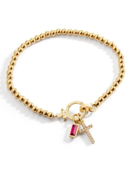 Mint & Lily Women's Cross Charm Birthstone Bracelet