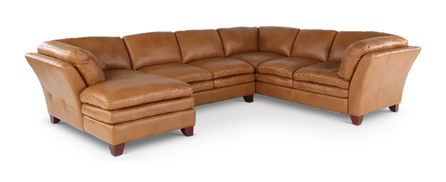 Sierra Camel Brown Leather 3-Piece Sectional