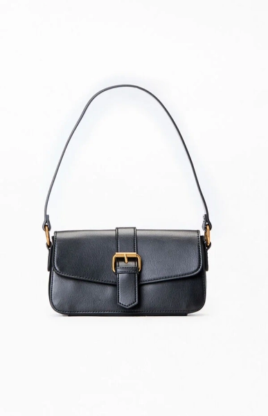 Faux Leather Buckle Shoulder Bag
