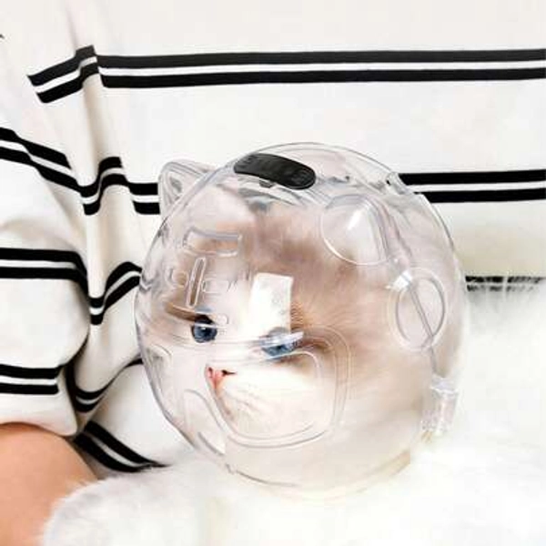 1pc-Cat Helmet, Anti-Licking, Anti-Scratching, Anti-Biting, Unobstructed Vision, Breathable Cat Cover, Anti-Bite Headgear For Bathing And Nail Trimming, Pet Cat Headgear, Cat Anti-Bite Space Helmet - Size Small Helmet