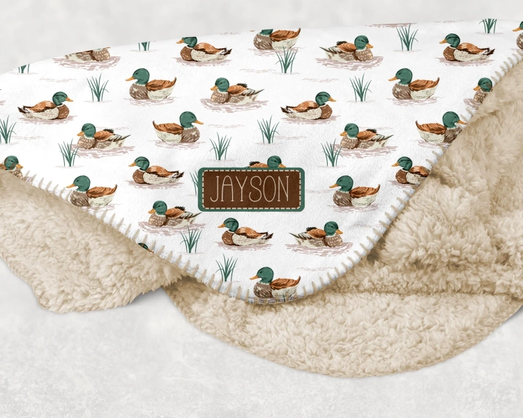 Duck Hunting Baby Blanket: Personalized Mallard Baby Shower Gift Newborn Toddler Nursery Decor
