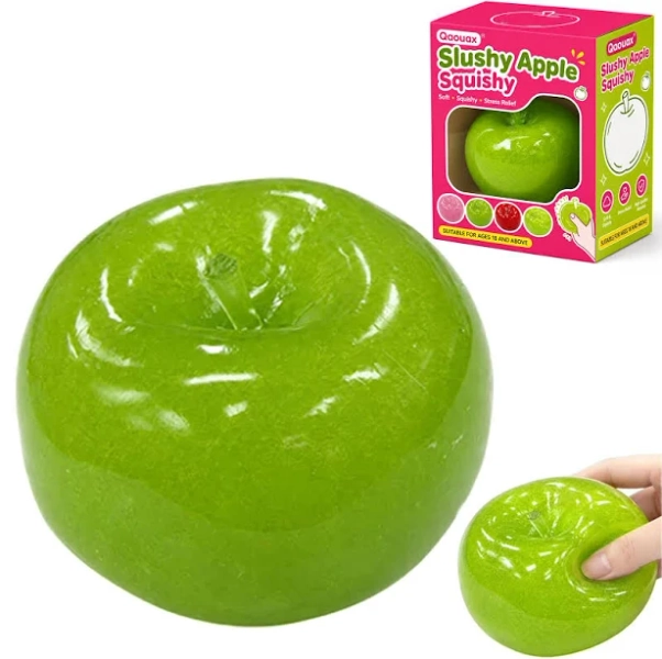 Slushy Green Apple Squishy, Clear Fruit Squishy Apple for Adult Stress (Green)