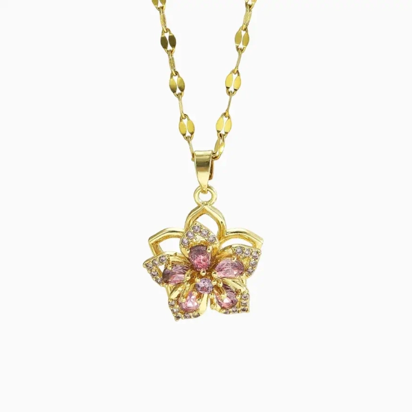 Dainty Bloom Pavé Rotatable Floral Necklace