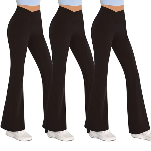 Sweet Hearts 3-Pack Flare Leggings for Women- Crossover Yoga Pants Women’s Clothing Made in USA
