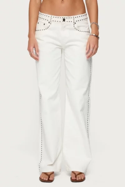 Edikted Quincy Studded Low Rise Jeans
