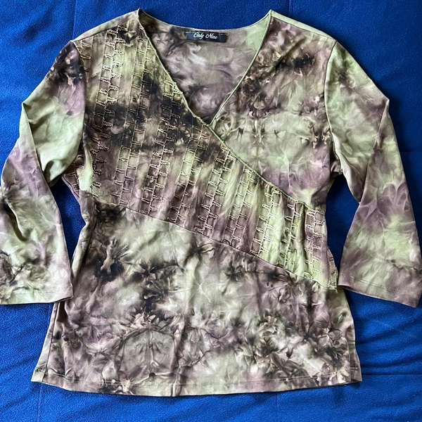tie-dye green blouse with beaded details &amp; sequins...