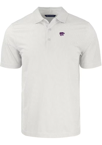 Cutter and Buck K-State Wildcats White Pike Symmetry Big and Tall Polo