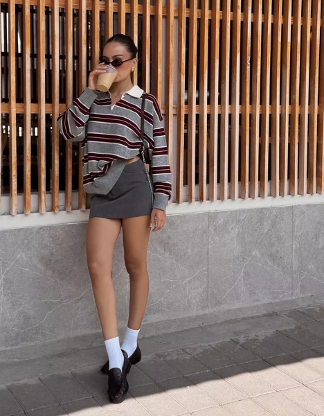 Sweater with polo collar