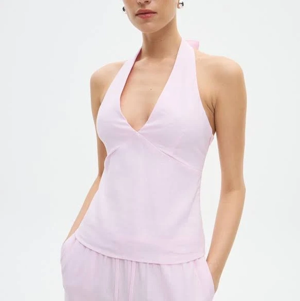 Fitted Linen Halter Top