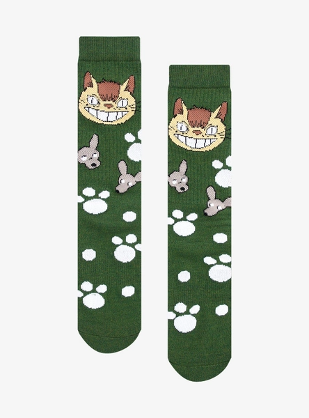 Studio Ghibli® My Neighbor Totoro Catbus Paw Print Allover Print Crew Socks - BoxLunch Exclusive