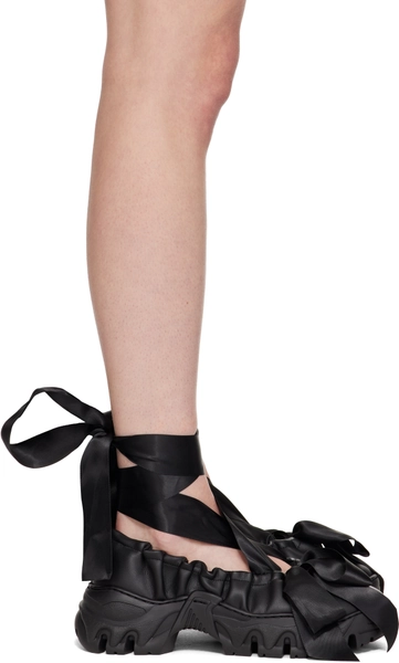 Black Aura Bows Ballerina Flats