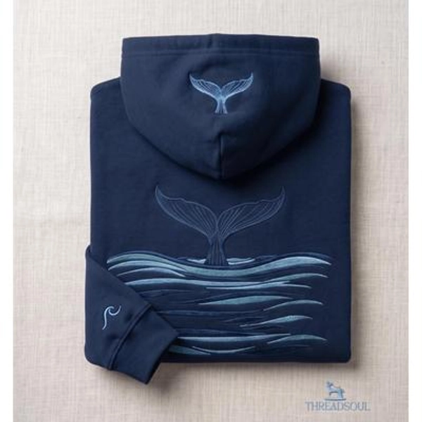 Embroidered Whale Hoodie | Ocean Sweatshirt | Coastal Gift | Sea Lover Clothing | Minimal Unisex Apparel