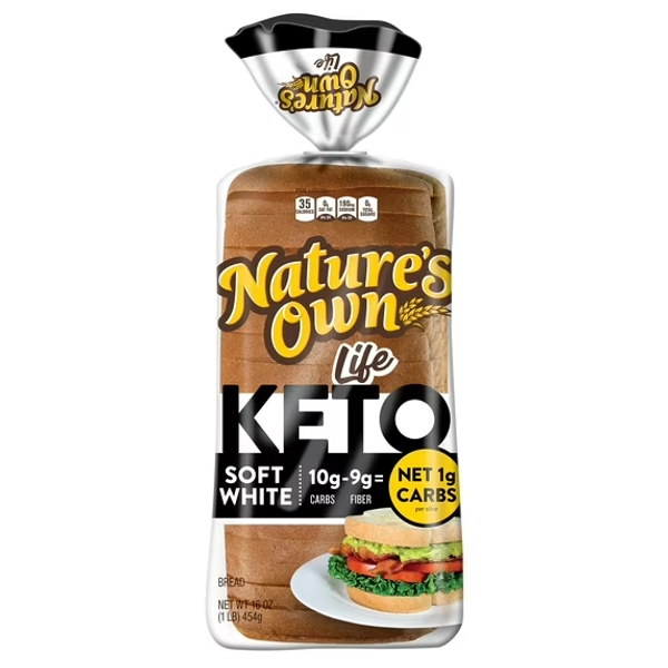 Nature's Own Life Keto Soft White Bread, Net 1 Carb Sliced White Keto Bread, 16 oz