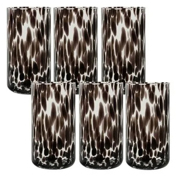 Thyme & Table 6-Pack 20oz Tortoise Black Drinking Glasses