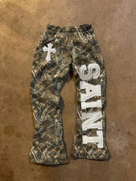 Noixe Men's Casual Letter & Cross Patch Elastic Waist Sweatpants, Autumn
