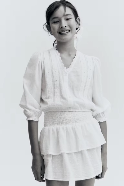 Smocked Skirt - White