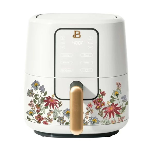 Beautiful 3 Qt Air Fryer with TurboCrisp Technology, EverGood Ceramic Nonstick Coating, Wildflower White Icing by Drew Barrymore