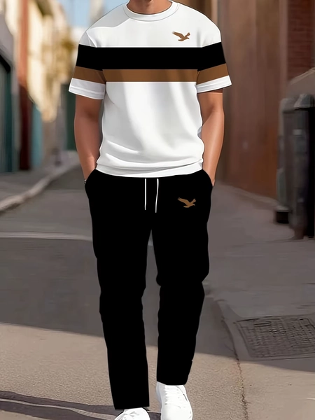 The new men's set for summer 2025 featuring 3D striped prints is a casual and fashionable outdoor sportswear - AliExpress 200000343