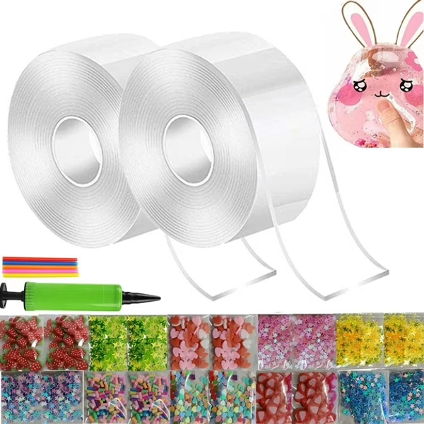 Apepal Christmas Gifts Toys Nano Tape Bubble Kit, Double Sided Tape Plastic Bubble, Super Elastic Bubble Balloons With Inflator And 20 Pack Bubble Filling