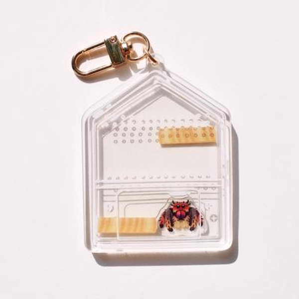 Jumping Spider Shaker Charm | Bug Arachnid Pet Keychain Gift