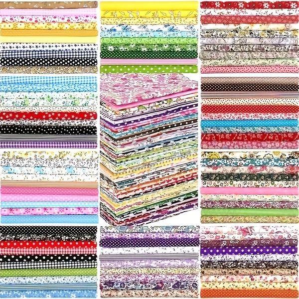 200pcs Floral Quilting Fabric Set, 10x10cm/3.9x3.9 Inch Pre-Cut Polyester Squares for DIY Sewing Crafts, Wallets, Pillows, Scrapbooking - Hand Wash Only, Soft Colors and Bright Vibrant Floral Patterns, Perfect for Holiday Decorations, Gift Wrapping