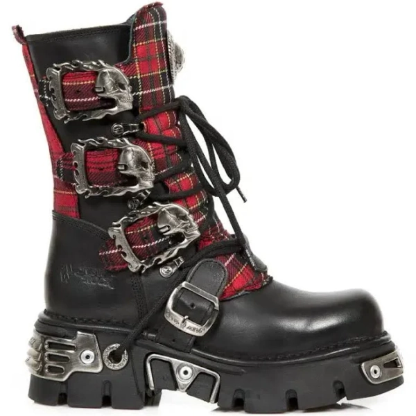 New Rock Tartan Gothic Leather Boots