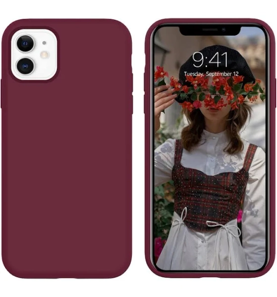 DUEDUE for iPhone 11 Case Liquid Silicone Slim Cover with Microfiber Lining Shockproof Protective Phone Case for iPhone 11 6.1 inch Wine Red