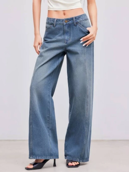 CIDER Women's Denim Mid-Rise Straight Leg Fit Solid Jeans Work School Wear size m