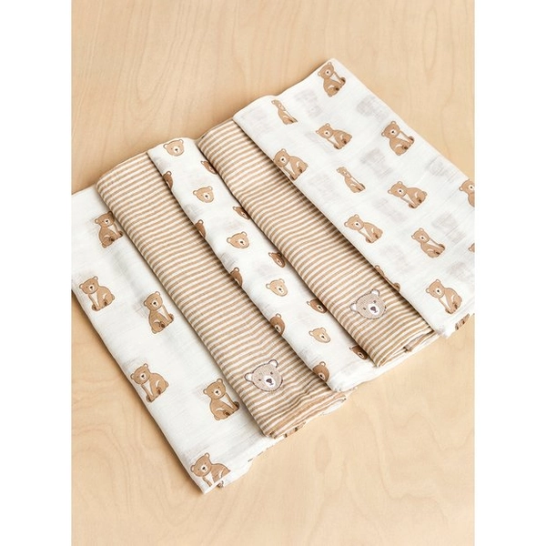 Buy JOJO MAMAN BÉBÉ 5 Pack Bear Embroidered Muslins One Size | Bibs and muslin squares | Argos