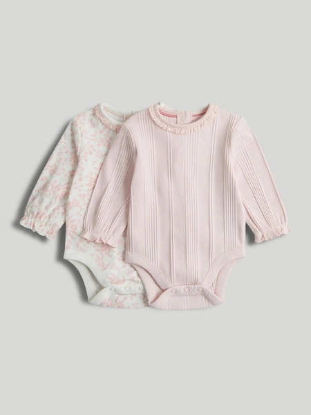 Mothercare Infant Girls Pack Of 2 Printed Round Neck Bodysuit