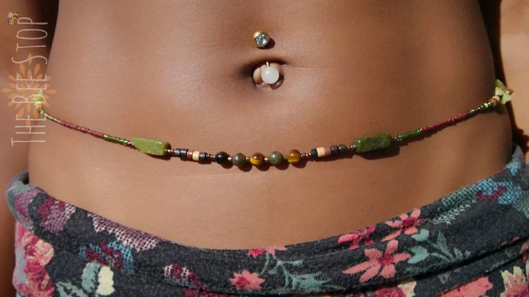 Gaia ~》Waist Beads | Serpentine, New Jade & Tiger Eye Gemstones| Stainless Steel Clasp | Crystal Waist beads | Body Jewelry | Gemstones
