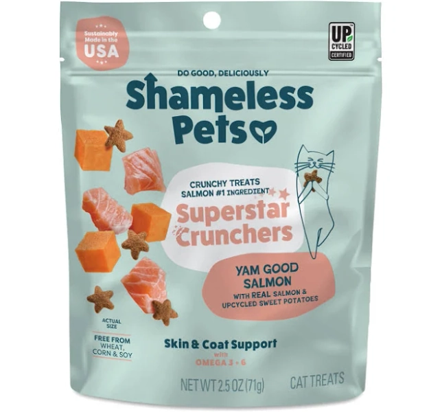 Shameless Pets Crunchy Cat Treats Yam Good Salmon 2.5oz
