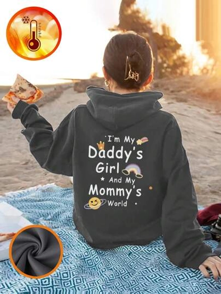 1pc Girls Casual Printed Pullover Hoodie Sweatshirt, Warm Thermal Lined, Long Sleeve, Autumn/Winter Student Youth Clothing - Fun And Colorful Hoodie To Inspire Imagination In Every Child