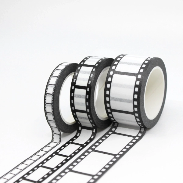 Black and White Film Strip Washi Tape, Slim Movie Reel Paper Tape, Wide Vintage Camera Film Scrapbooking StationaryTape // R-GH124