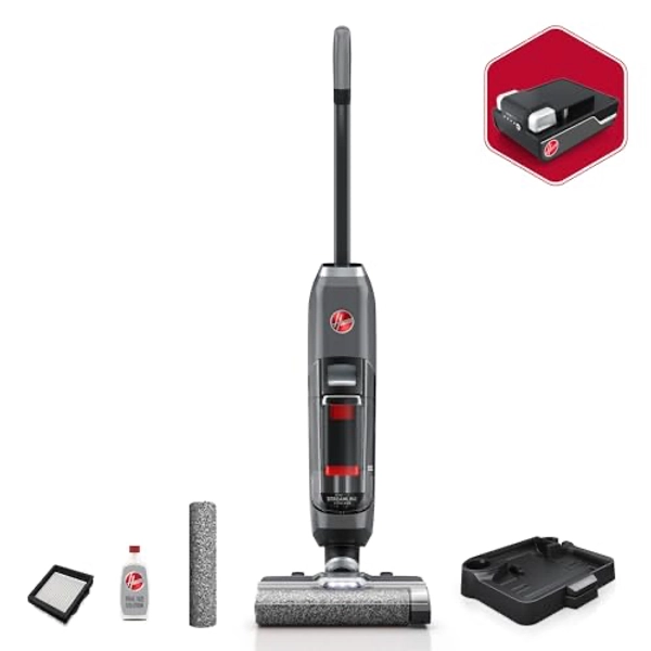 Hoover ONEPWR Streamline Cordless Hard Floor Cleaner, Wet Dry Vacuum with Self Cleaning System, Edge Cleaning, Premium LCD Display, BH55400V, Silver