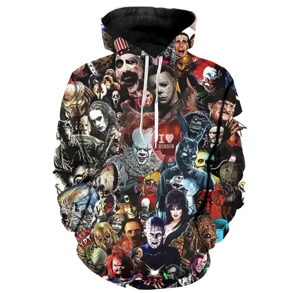 The newly arrived personalized hoodie horror movie 3D printed pullover, men's and women's casual super large cap sweatshirt, coo - AliExpress 200000343