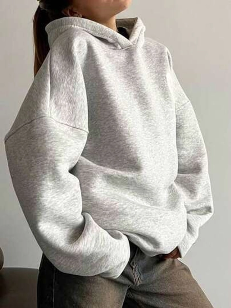 Passform, minimalistischer Stil, Damen Oversized Passform & Lange Länge Langarm Pullover Kapuzenpullover/Hoodies für Herbst/Autumn&Winter&Frühling, Herbst Autumn Kleidung für Damen, Winter Kleidung für Damen, Halloween Kostüme, Halloween Kleidung für Damen, Ausgeh Tops für Damen, Schwarze Tops, Chic, Sweatshirt für Damen