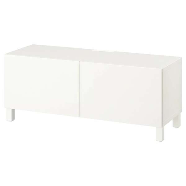 BESTÅ TV bench with doors, white/Lappviken/Stubbarp white, 471/4x161/2x187/8"  - IKEA
