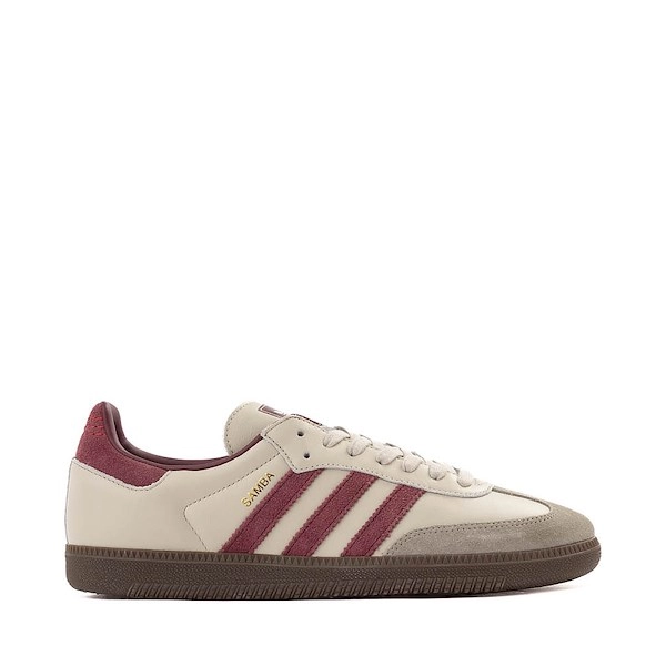 Mens adidas Samba OG Athletic Shoe - Putty Gray / Maroon / Gold Metallic / Gum
