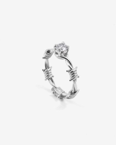 ANELLO SOLITARIO FILO SPINATO IN ARGENTO
