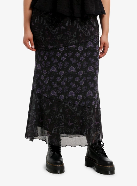 Thorn & Fable Purple Floral Midaxi Skirt Plus Size