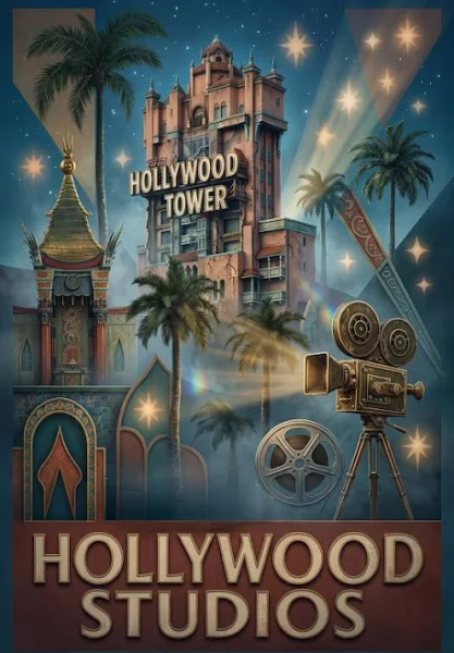 Hollywood Studios Park Icons Collage Attraction Ride Disney Poster