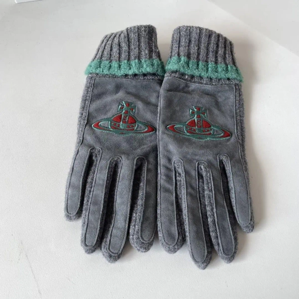 Orb Embroidered Sheep Suede Wool Gloves